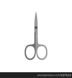 Nail scissors equipment isolated white hygiene vector icon top view. Professional salon manicure and pedicure finger