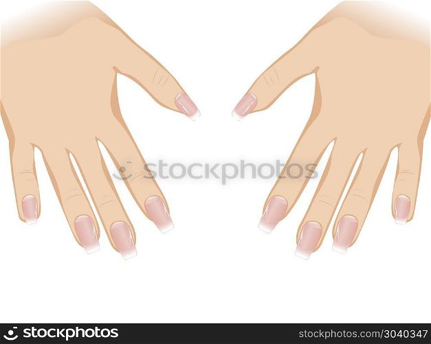 Nails with Fashion Manicure. Female fingers with long nails dyed with nail polish.