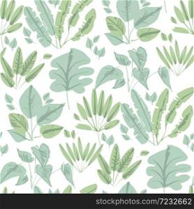 Naive style tropical forest leaves seamless pattern for wallpaper, wrap, fabric, textile, wrap, surface, web and print design.