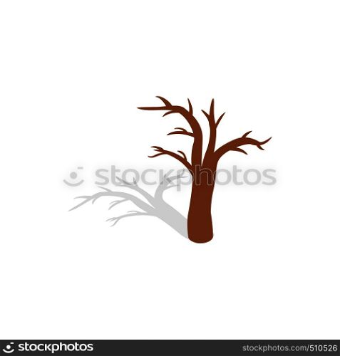 Naked tree icon in isometric 3d style isolated with shadow on white background. Naked tree icon, isometric 3d style