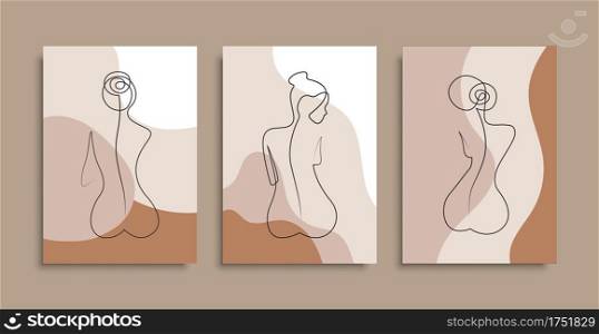 Naked woman sitting back one line. Vector isolated poster covers. Minimal woman body. One line drawing style. Stock vector. EPS 10