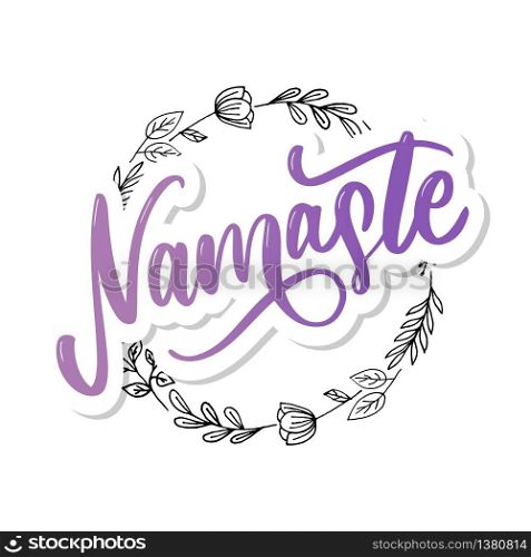Namaste lettering Indian greeting, Hello in Hindi T shirt hand lettered calligraphic design. Inspirational vector. Namaste lettering Indian greeting, Hello in Hindi T shirt hand lettered calligraphic design. Inspirational vector typography.