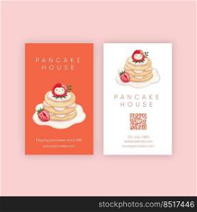Name card template with happy pancake day concept,watercolor style 