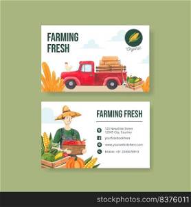 Name card template with national farmers day concept,watercolor style

