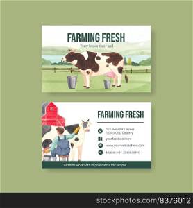 Name card template with national farmers day concept,watercolor style 