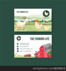 Name card template with national farmers day concept,watercolor style 