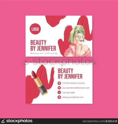 Name card template with skin care beauty concept,watercolor style 