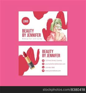 Name card template with skin care beauty concept,watercolor style 