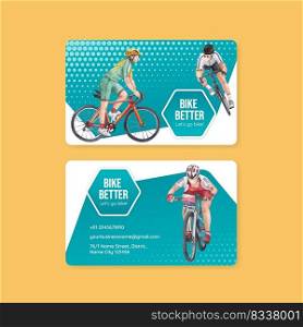 Name card template with world bicyc≤day concept,watercolor sty≤