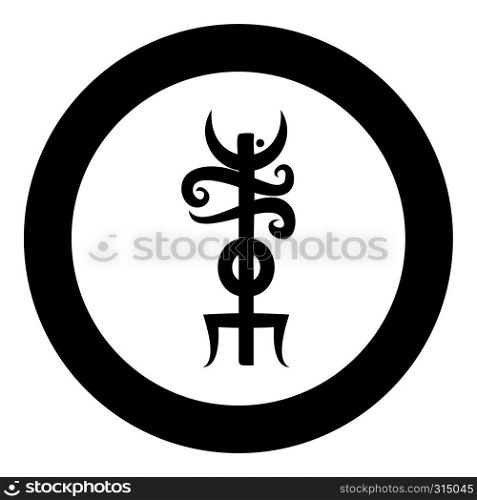 Name Odin rune Rune hide the name of Odin galdrastav icon black color vector in circle round illustration flat style simple image. Name Odin rune Rune hide the name of Odin galdrastav icon black color vector in circle round illustration flat style image