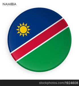 NAMIBIA flag icon in modern neomorphism style. Button for mobile application or web. Vector on white background