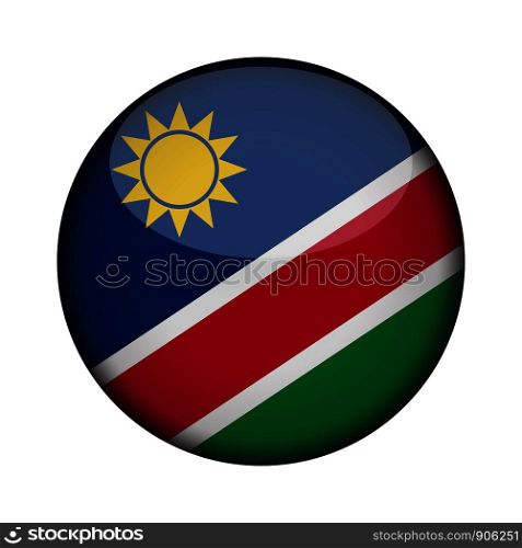 namibia Flag in glossy round button of icon. namibia emblem isolated on white background. National concept sign. Independence Day. Vector illustration.