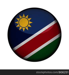 namibia Flag in glossy round button of icon. namibia emblem isolated on white background. National concept sign. Independence Day. Vector illustration.