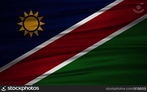 Namibia flag vector. Vector flag of Namibia blowig in the wind. EPS 10.