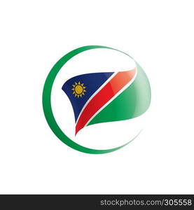 Namibia national flag, vector illustration on a white background. Namibia flag, vector illustration on a white background