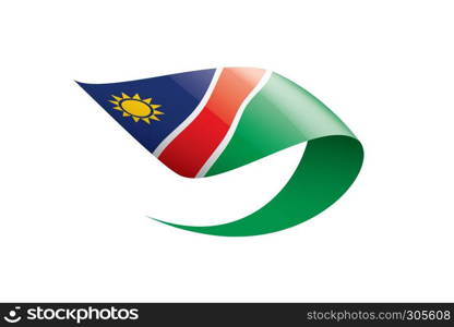 Namibia national flag, vector illustration on a white background. Namibia flag, vector illustration on a white background