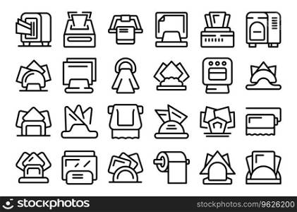 Napkin holder icons set outline vector. Table paper. Cafe tissue. Napkin holder icons set outline vector. Table paper