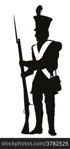 Napoleonic war soldier detailed vector silhouette. EPS 10