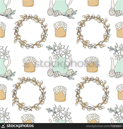 NARCISSUS Easter Holiday Vector Illustration Seamless Pattern