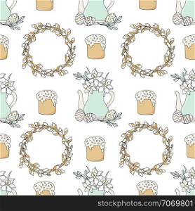 NARCISSUS Easter Holiday Vector Illustration Seamless Pattern