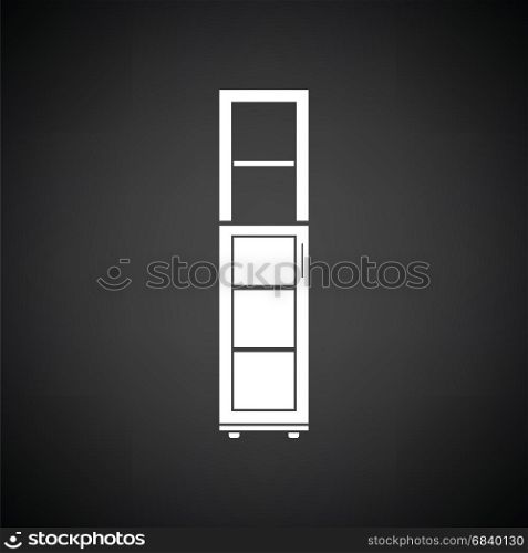 Narrow cabinet icon. Black background with white. Vector illustration.