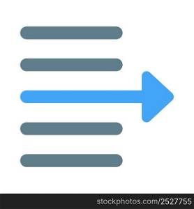 Narrow document page-setup text right shift arrow