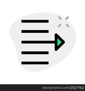 Narrow document page-setup text right shift arrow