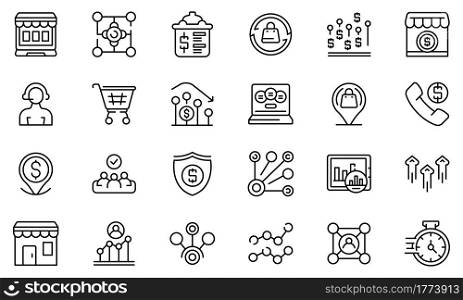 Narrow market icon. Outline narrow market vector icon for web design isolated on white background. Narrow market icon, outline style