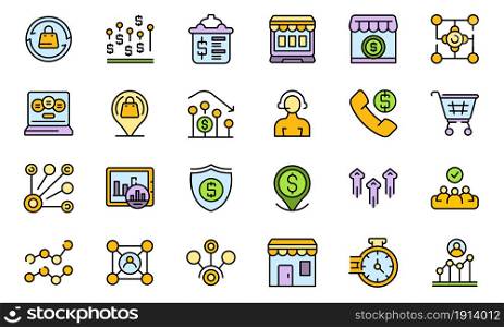 Narrow market icon. Outline narrow market vector icon thin line color flat isolated on white. Narrow market icon, outline style