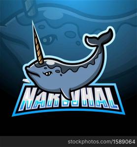 Narwhal mascot esport logo design