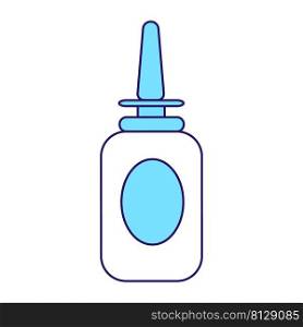 Nasal spray semi flat color vector element. Full sized object on white. Medical substance for nose. Influenza symptom simple cartoon style illustration for web graphic design and animation. Nasal spray semi flat color vector element