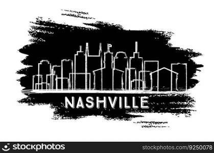 Nashville Tennessee City Skyline Silhouette. Hand Drawn Sketch. Vector Illustration. Business Travel and Tourism Concept with Historic Architecture. Nashville Cityscape with Landmarks.