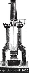 Nasmyth hammer, vintage engraved illustration. Industrial encyclopedia E.-O. Lami - 1875.