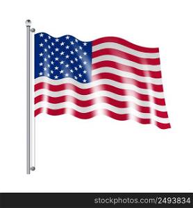 National american united states flag flowing on white background vector illustration. American Flag Illustration