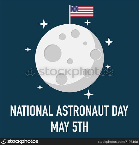 national astronaut day may five moon landing vector