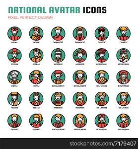 National Avatar , Thin Line and Pixel Perfect Icons