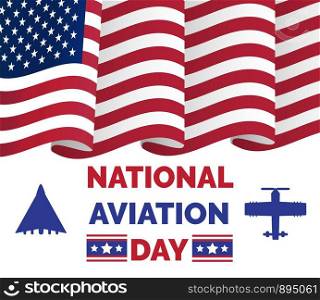 National Aviation Day in USA, celebrated in August. Silhouettes of passenger and military aircraft
