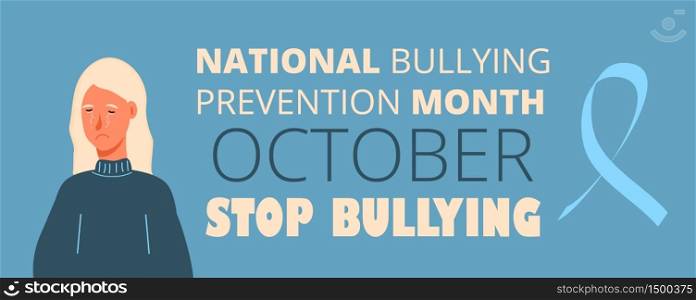 National Bullying Prevention month in October in USA. Victim scene in society. Stressed person in shame and hands with pointing finger. Concept of accusation in life, depression in work, in school.. National Bullying Prevention month in October in USA. Victim scene in society.