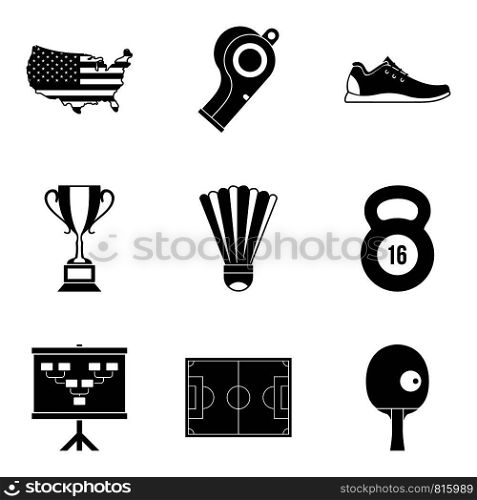 National championship icons set. Simple set of 9 national championship vector icons for web isolated on white background. National championship icons set, simple style