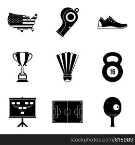 National championship icons set. Simple set of 9 national championship vector icons for web isolated on white background. National championship icons set, simple style