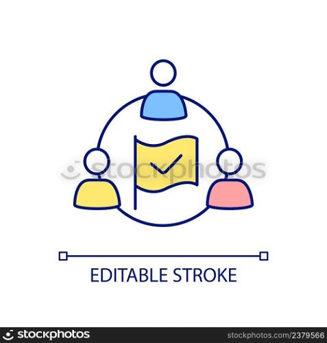 National community building RGB color icon. Security of population. Connection and communication. Isolated vector illustration. Simple filled line drawing. Editable stroke. Arial font used. National community building RGB color icon