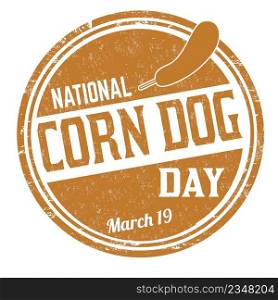 National corn dog day grunge rubber st&on white background, vector illustration