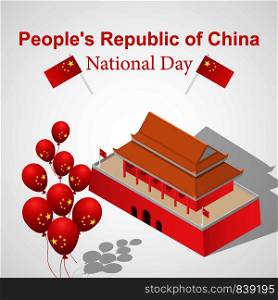 National day of China concept background. Isometric illustration of vector national day of China concept background for web design. National day of China concept background, isometric style