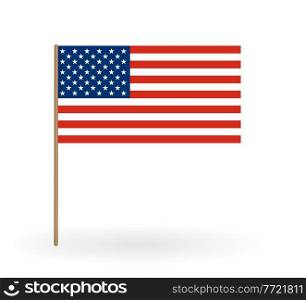 National flag of America. USA banner on a flagpole. Vector Illustration