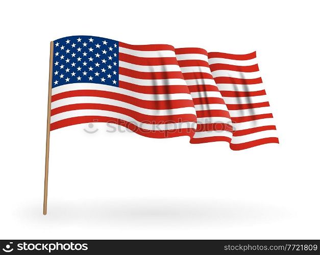 National flag of America. USA banner waving on a flagpole. Vector Illustration