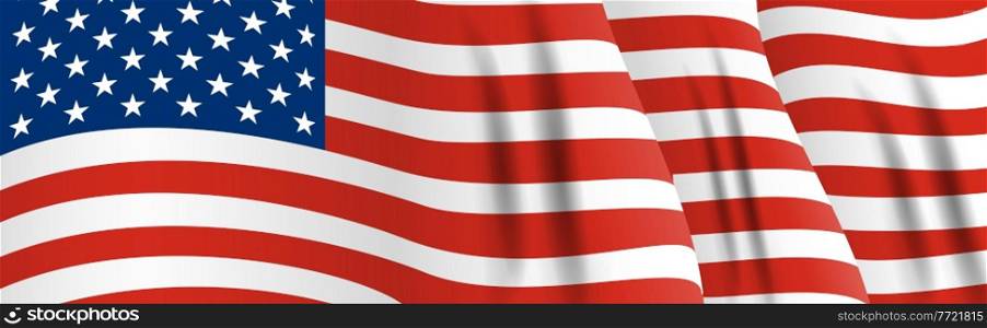 National flag of America. Waving USA banner close up. Vector Illustration