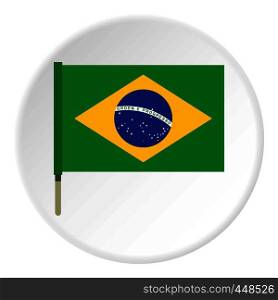 National flag of Federative Republic of Brazil icon in flat circle isolated vector illustration for web. National flag of Brazil icon circle