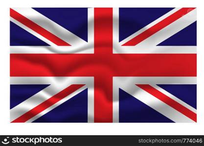 National flag of Great Britain on wavy fabric. Vector illustration EPS10. National flag of Great Britain on wavy fabric. Vector illustration.