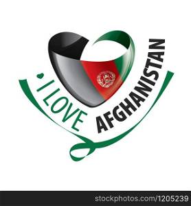 National flag of the Afghanistan in the shape of a heart and the inscription I love Afghanistan. Vector illustration.. National flag of the Afghanistan in the shape of a heart and the inscription I love Afghanistan. Vector illustration