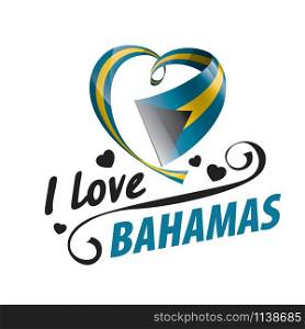 National flag of the Bahamas in the shape of a heart and the inscription I love Bahamas. Vector illustration.. National flag of the Bahamas in the shape of a heart and the inscription I love Bahamas. Vector illustration